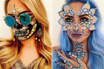 Imagem Ela faz em seu trabalho como maquiadora as máscaras de caveira mais legais do mundo